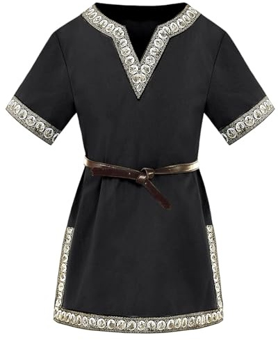Generico Tunica Medievale per Bambini,con Scollo a V, per Cosplay, Halloween, Rinascimentale, Vichingo, Guerriero Cavaliere, Carnevale, Cosplay