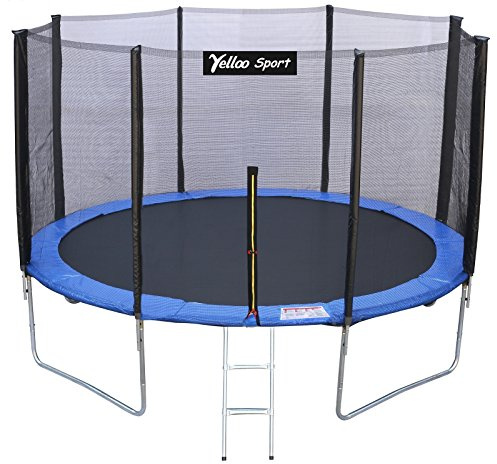 Yelloosport Trampolino Elastico Diametro 366 cm Blu da Giardino per Bambini e Adulti - Tappeto Salto Certificato CE TUV GS