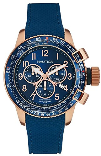 Nautica Reloj Cronógrafo de Cuarzo para Hombre con Correa de Cuero – NAI28500G