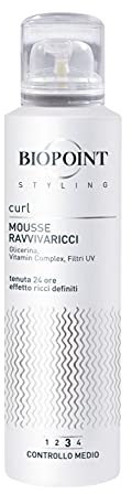 Biopoint Styling - Mousse Ravvivaricci, Definisce i Capelli Ricci, Azione Idratante e Anticrespo, Dona Morbidezza, Elasticità e Volume, 150 ml