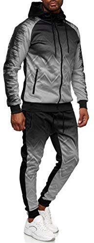 C-IN-C Herren Jogginganzug Barockmuster Sportanzug für Männer Trainingsanzug Laufanzug Gym Freizeitanzug Modell (DE/NL/SE/PL, Alphanumerisch, L, Regular, Regular, 287(Grau))