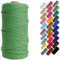 Binwat 3mm x 100m Natural Cotton Cord Yarn Macrame Rope Cord Cotton Rope for Wall Hangings, Plant Hangers, DIY Crafts, Home Decorations, Gift Wrapping (Grass Green)