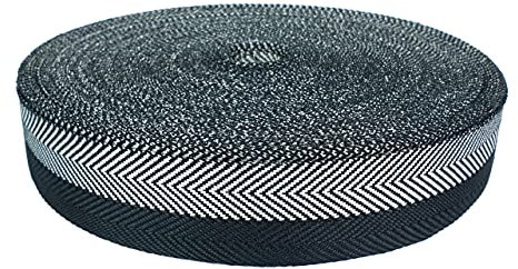 Teppicheinfassband 4x1000 cm | Einfassband aus Polyester mit Fischgrätenmuster und Thermokleber | Teppichband zum Kantenschutz und dekorativen Abschluss | Saumband zum Aufbügeln | Schwarz - Grau