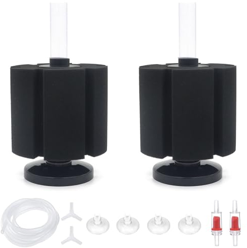 ALEGI 2 Pcs Large Sponge Filter Kit with Airline Tubing, Air Pump Valves, Suction Cups for 125 Gallon Tank