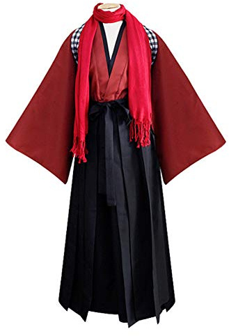 Unisex Japanischer traditioneller Samurai-Kimono Krieger Kendo Aikido Hapkido Kampfsport Sportbekleidung Hakama Uniform Set Outfit (M, 01-Rot), 01-rot, Medium