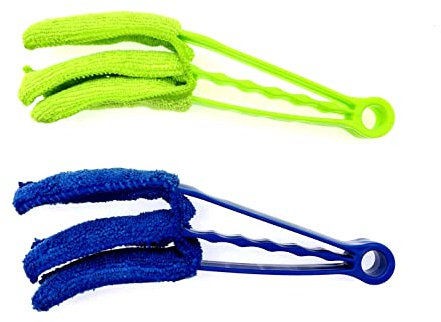 JZK 2 spazzole lavabili in microfibra per tende da finestra, pulisci tende veneziane, spazzola per tende da finestra, pulizia aria aria condizionata, strumento per la pulizia delle tende veneziane