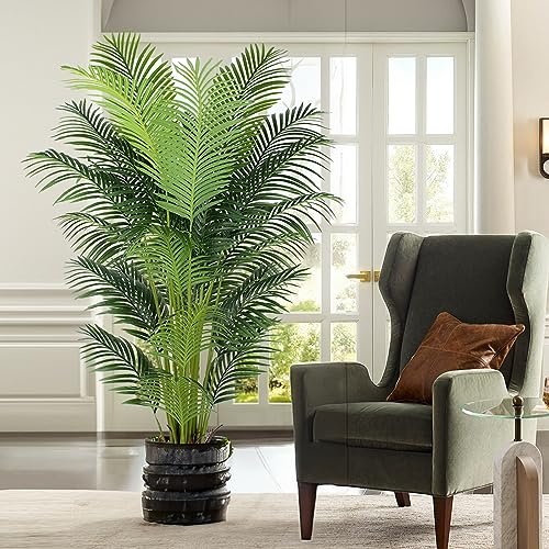 YEPDIN 6 Ft Artificial Tropical Palm Tree With 24 Removable Leaves - Large Faux Plant for Indoors and Outdoors, Silk Housewarming Gift, K185
