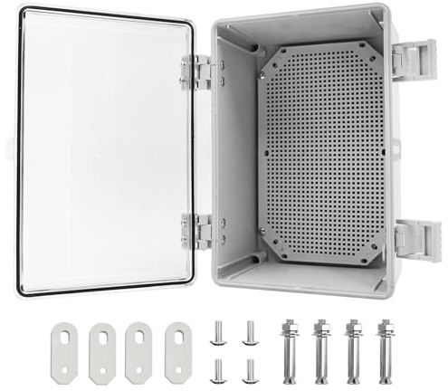 CHENGPI Verteilerdose,Verteilerschrank Industriegehäuse Schaltkasten,IP65 Elektrische Abzweigdose,Transparente Abdeckung Installationsgehäuse,ABS-Kunststoffgehäuse mit Schloss,400x300x170MM