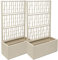 Kreher 2 x XL Rankgitter, Spalier mit Pflanzkasten aus robustem Kunststoff. Maße BxTxH in cm: 80 x 36 x 140 cm. Top für Garten, Terrasse und Balkon! (Beige)