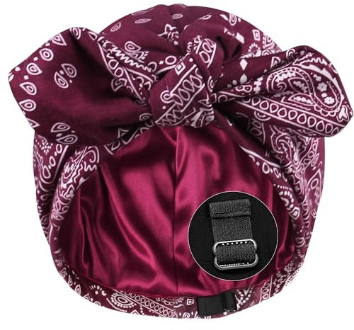 Babalet Turbans for Women Satin Lined Beanies Chemo Headwear Soft Caps Cancer Head Wrap Sleeping Cap Hair Loss Hat,Burgundy,1PCS