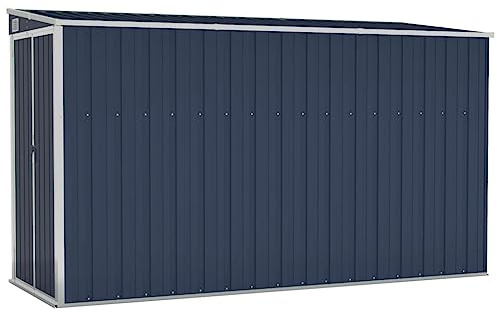 prissent Gartenhütte 118x288x178 cm Gerätehaus Fahrradunterstand Gartenschrank Storage Shed Wetterfest Schuppen Garten Anthrazit