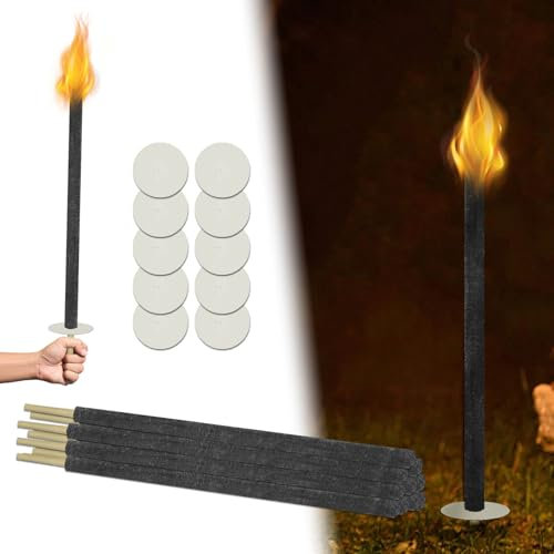 FIVMEN Lot de 50 torches de jardin en cire naturelle avec protection des mains pour la randonnée, le jardin - Durée de combustion : 100 min