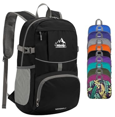 Waterfly Foldable Lightweight Hiking Backpack: 25L Ultralight Packable Rucksack Outdoor Daypack for Women Men Travel Sports Walking Camping