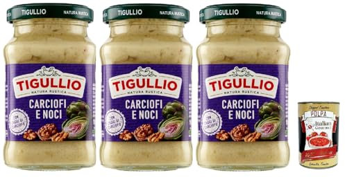 Star Tigullio Pesto Carciofi e noci Sauce artichauts et noix, sans gluten, 3 x 185 g + Italian Gourmet Polpa 400 g