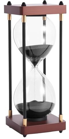 Sablier rectangulaire en Verre avec Embouts en Bois - Longueur : 20 cm - Moderne et - pour la Maison, Le Bureau, la Salle de Classe, la Cuisine, Le Restaurant, Le Bureau, Le Salon