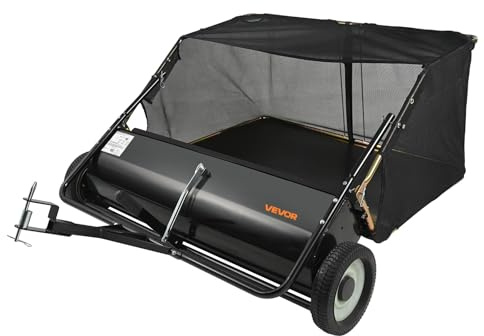 VEVOR Spazzatrice da Giardino Trainata, Spazzatrice per Foglie da 127 cm, Raccoglitore di Foglie ed Erba di Grande Capacità da 736 L con Altezza Regolabile per Cortile, Prato, Fattoria