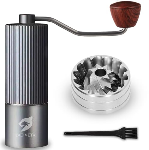 LACIVETA Molinillo Café Manual con Muela Cónica de Acero Inoxidable heptagonal, Molinillo Cafe Manual optimizado, Molino Cafe con Capacidad 20 Gr, Coffee Grinder.