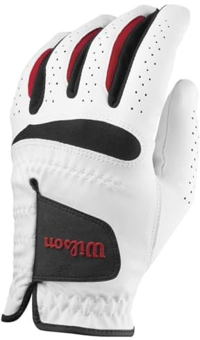 Wilson Staff Herren Golf Handschuh Feel Plus MLH, Links, S, Weiß