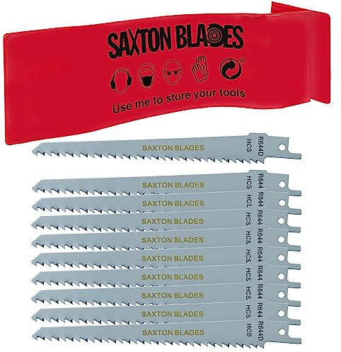 Saxton Lot de 10 lames de scie Sabre Longueur 150 mm-Lames pour bois R644D Bosch Makita, etc.