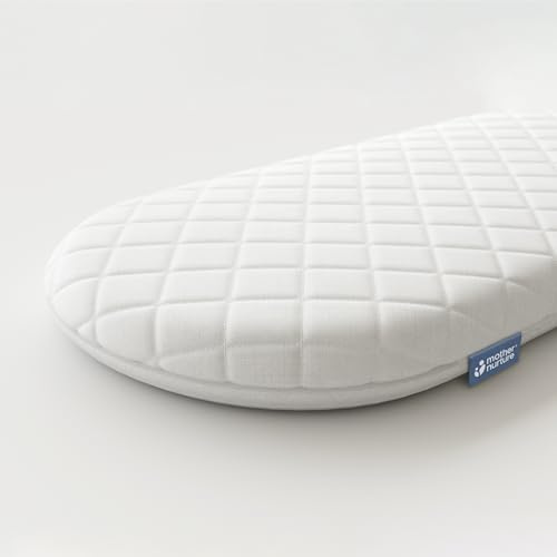 Mother Nature Classic Foam Moses Basket Mattress (74 x 28 x 3.5cm) Breathable Moses Basket Mattresses For Comfy Night’s Sleep, Hypoallergenic With Removable & Quilted Cover, Lightweight & Portable