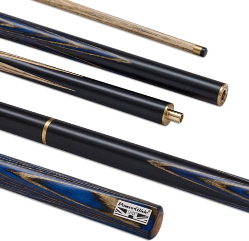 POWERGLIDE ExiOS, Stecca da Biliardo o Biliardo in Frassino, snodato a 3/4, Manico in Frassino, Testa impiombata a Mano, 540 g, Misura 145 cm, Punta 9,5 mm, Blu