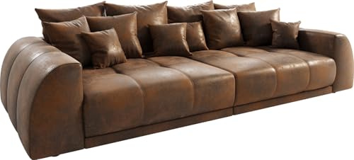 DeLife Grand Canapé Violetta Marron 310x135 cm Aspect Antique avec Coussin Grand Grand Canapé