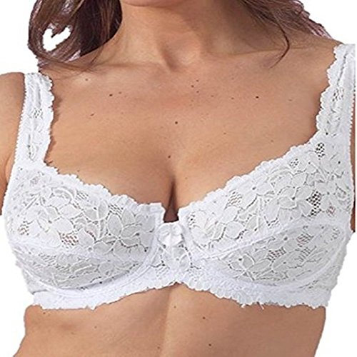 Lifeessentials11 LACE Full Cup Non-Padded Support Underwired Bra, Black & White, Size 34-44, B-DD (D, White, 36)
