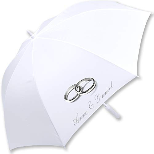 iX-brella Hochzeitsschirm Silberne Ringe personalisiert mit Namen