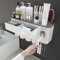 iHave Toothbrush Holders for Bathroom, 4 Cups Toothbrush Holder Wall Mounted with Toothpaste Dispenser - Large Capacity Tray, 2 Cosmetic Drawer - Bathroom Storage & Organisation