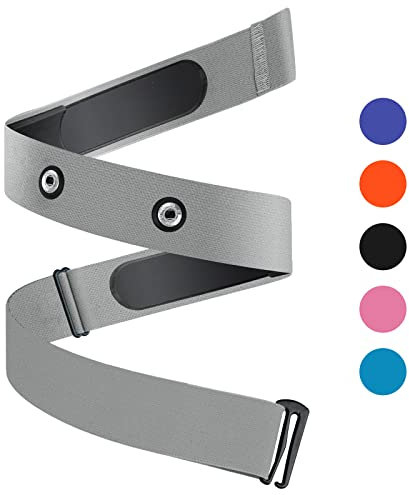 Onlyesh Brustgurt Verstellbarer Elastischer Ersatzgurt mit Herzfrequenzmessgerät Pulsmesser für Polar Garmin Wahoo, Sport, Laufen (Grau)