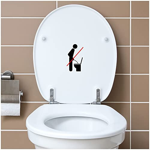 Deko Aufkleber WC Deckel Toilettendeckel Bad Badezimmer Klo Funsticker Toilettensitz Klodeckel lustiger Spruch selbstklebend (R173-18 Stehend pinkeln verboten)