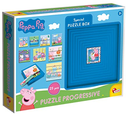 Lisciani - Puzzle PEPPA PIG - Boîte Éducative pour Enfants Dès 2 Ans - 8 Puzzles Évolutifs Emboîtables - Boîte Auto-Correctrice - Jeu de Coordination Œil-Main - Activité Sensorielle