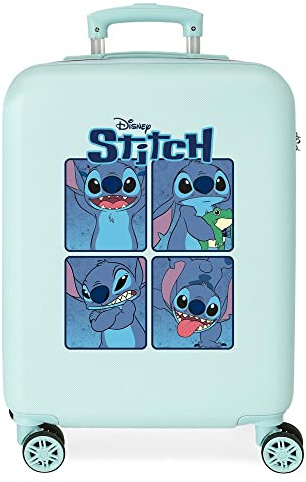 Disney Adorable Stitch Moods Maleta de Cabina Turquesa 38x55x20 cms Rígida ABS Cierre de combinación Lateral 35L 2 kgs 4 Ruedas Dobles Equipaje Mano