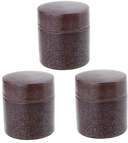 KONTONTY 3pcs Japanese Wake up Tea Pot Ceramic Sugar Tin Canister Terrarium Antique-style Tea Canister Measuring Spoons Food Storage Containers Key Covers Zen Travel Tea Warehouse