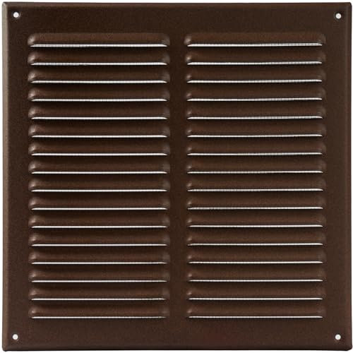 Vent Systems - Griglia di ventilazione quadrata in metallo marrone, 25,4 x 25,4 cm (interno), deflettore di ventilazione per bagno, casa, ufficio, cucina, 30,5 x 30,5 cm (esterno)