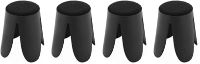 Alice's Home - Set de 4 tabourets empilables Noirs. Bouclette texturée. Niki. Ø30 / 44 x H46cm
