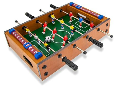 Teorema Tischfußball für Kinder, Tischfußball aus Holz, Mini-Fußball mit 2 Bällen, Maße 34 x 37 x 8,5 cm