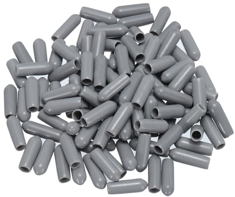 QUARKZMAN 100pz Gomma Estremità Tappi 4mm ID Vinile PVC Tubo Rotondo Bullone Coperchio Coprire Vite Filetto Protettori Grigio