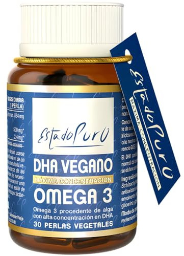 Omega 3 Vegano Estado Puro | 500 mg de DHA por Perla | Aceite de Algas Schizochytrium | Sostenible y 100% Vegano | 30 Cápsulas Vegetales | TONGIL