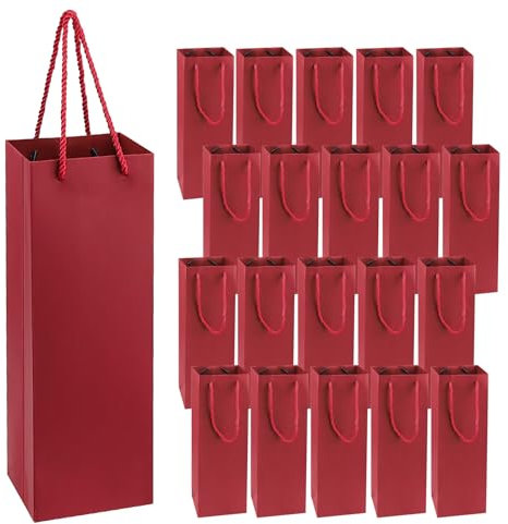 Pochette Cadeau Bouteille,20 PCS Pochettes Sacs Cadeaux de Bouteilles de Vin en Papier Kraft, Cadeaux pour Vin avec Poignées, pour Noël, Fêtes, Anniversaires, Mariages Papier Kraft
