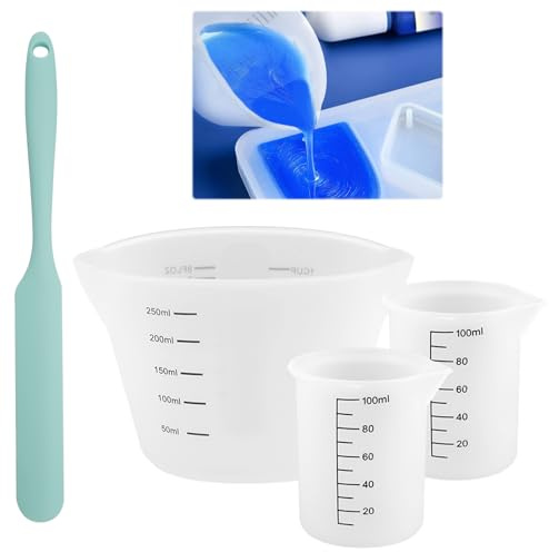 Vasos Medidores de Silicona, Tazas para Resina, 250ml/100ml | Vasos Medidores Antiadherentes para Resina, Reutilizable Vaso Medidor Silicona Resina Epoxi para Moldes, Laboratorio, Cocina
