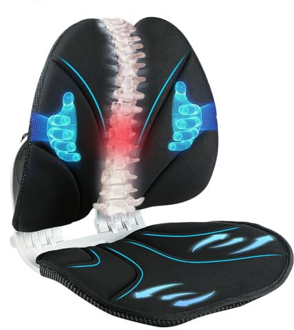 Rückenkissen Stuhl, Verbesserte ergonomische Rücken- und Lendenwirbelstütze zur Haltungskorrektur Linderung von Rückenschmerzen Bodenstühle für Büros Arbeit zu Hause Bürostuhl Autositz Rollstuhl