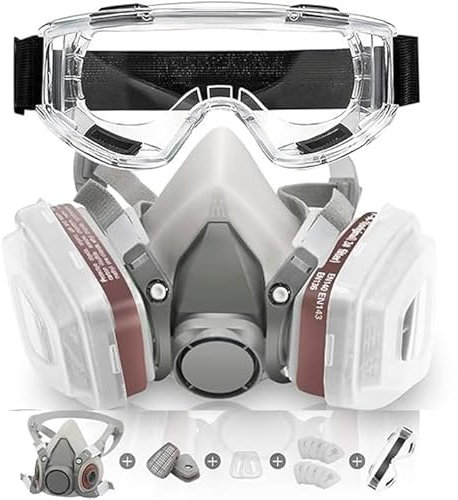 Respiratore semifacciale riutilizzabile Large Antipolvere, respiratore professionale per vapori organici, verniciatura a spruzzo, lucidatura, spruzzatura e altri lavori - Riutilizzabile