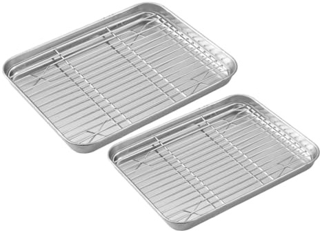 Hemobllo 2juegos Bandejas Para Hornear Acero Inoxidable Rejilla De Alambre Versátil Fácil De Limpiar Para Hogar y Restaurantes