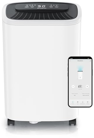 Brandson - Wlan Luftentfeuchter mit Kompressor elektrisch - 10 Liter - WiFi Dehumidifier Raumentfeuchter – mit App - Schlauch-Entwässerung
