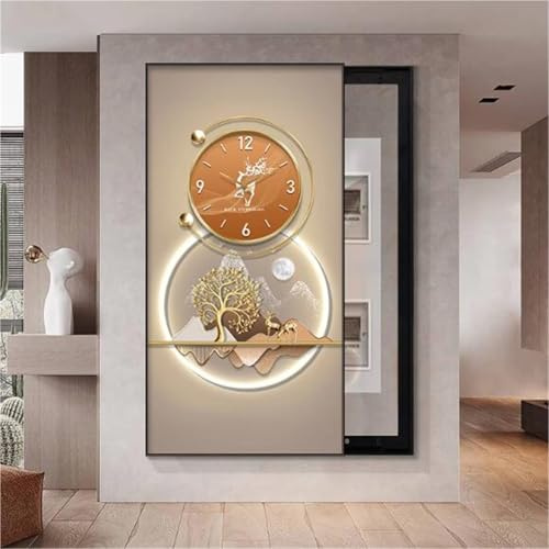 Coffret De Protection for Tableau Électrique avec Horloge, Panneau Électrique Décoratif Mural, Cache-disjoncteur Et Compteur Électrique, Peinture Décorative for La Maison(C,40x60cm)