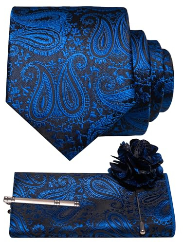 JEMYGINS Set di cravatte da uomo, con motivo cachemire, per matrimonio, business, feste, multicolore