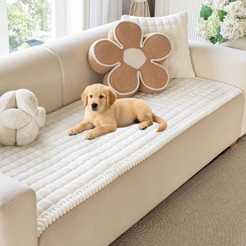 Royhom Pet Sofa Cover for Dogs, Plush Settee Covers, White, 70x120cm | Dog Sofa Covers 2 Seater, Warm Thick Fuzzy Couch Protector, Washable, Soft Furniture Slipcovers