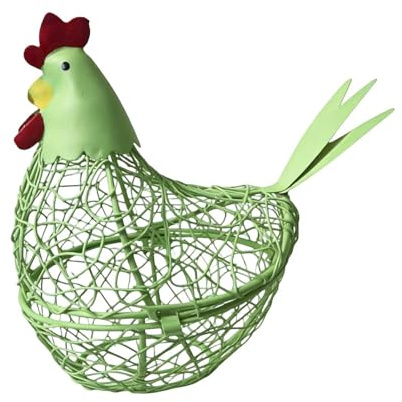 Cesta para Huevos,Decoración Rústica de Cocina en Metal | Almacenamiento con Forma de Gallina Recolector de Huevos | para Jardín, Patio Trasero, Pascua, Encimera y Mesa, Estilo Granja