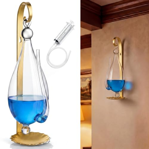 Weather Glass Barometer with Bracket, Wall Mount Liquid Barometer, Brass